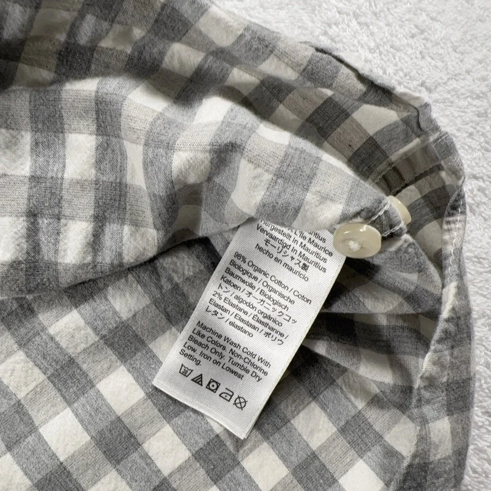 J.Crew Stretch Button Down Shirt Men's XL‎ Slim Untucked Plaid Gray White Cotton